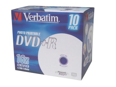 DVD+R Verbatim 16x/4,7GB/jewel case printable 10ks