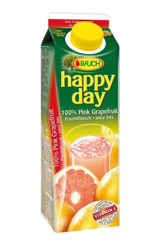 Happy day grapefruit s dužinou 100% 1l, 12ks