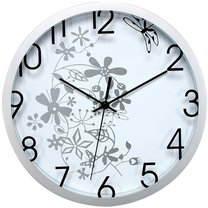 hodiny nástěnné &Oslash;30cm květinový motiv bílo-stříbrné