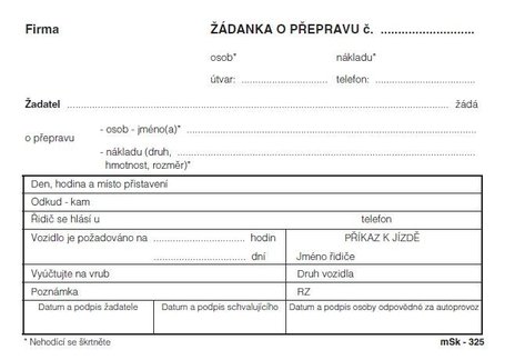 danka o pepravu A6, 100 list