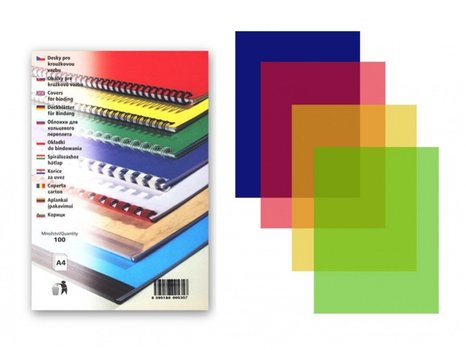 desky pro vazbu barevn A4, 200mic, 100 ks